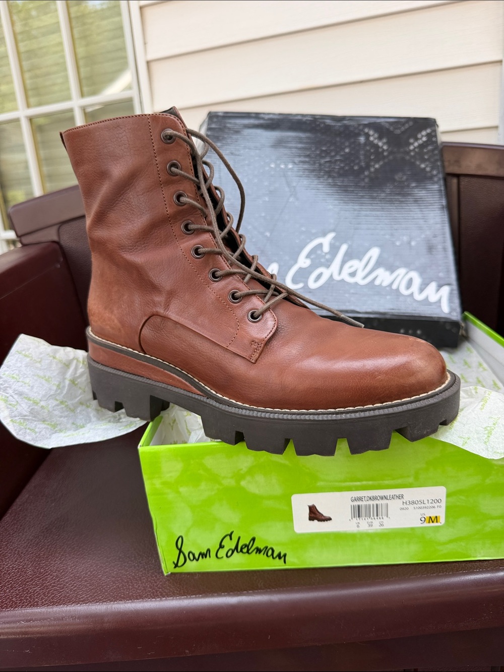 Sam Edelman Women’s Brown Leather Combat Boot